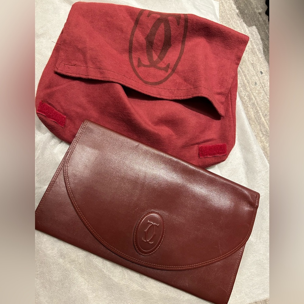 Authentic Cartier Elegant Red Leather Clutch